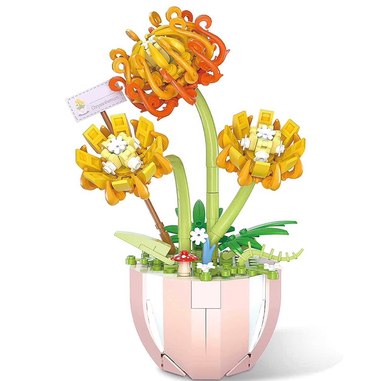 Chrysanthemum Flowers Bouquet Building Set Toy,Office Decor Sets Artificial Flowers Construction Toys,Creative DIY Botany Immortal Flower Decoration Gift for Kids Adults-388pcs