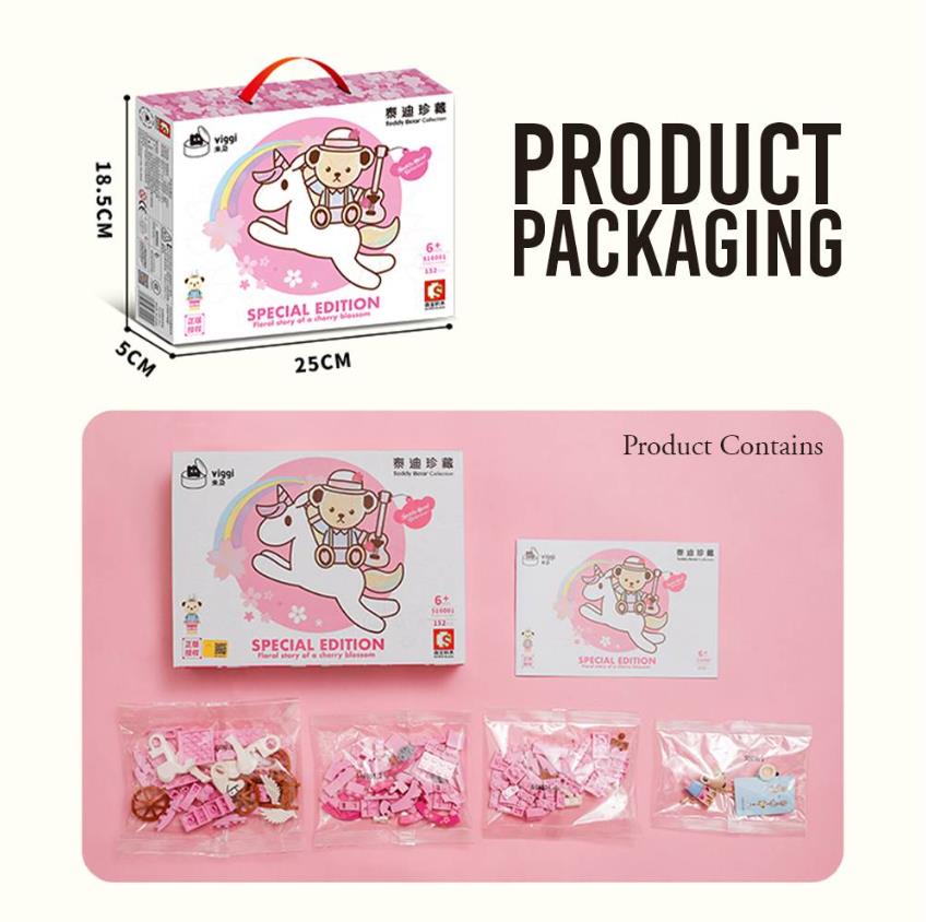 Sembo Building Blocks Toy Teddy Theme Building Kit Cute-Bear Bricks Toy for Girls