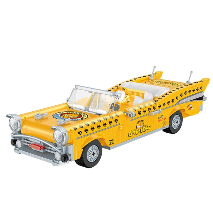 Balody 489PCS Garfield Cat Micro Blocks Open Topped Car Building Bricks Creative Car Assemble Model Toys Kids Gift