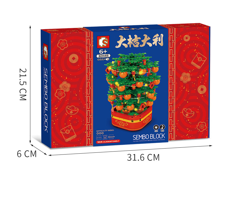 Sembo Chinese New Year Luck Tree with Music Rotating Box Building Block with Light