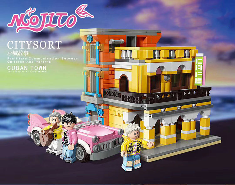 City Building Blocks Old House Building Blocks Kit with Vehicle And 3 Mini Figure - Compatible with Lego