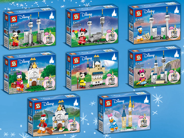 Disney 8in1 Building Set for Family Play with 8 Disney Figures Including Mickey, Minnie, and Their Friends, Magical Disney 100 Adventure Toy for Toddlers Ages 3 and Up