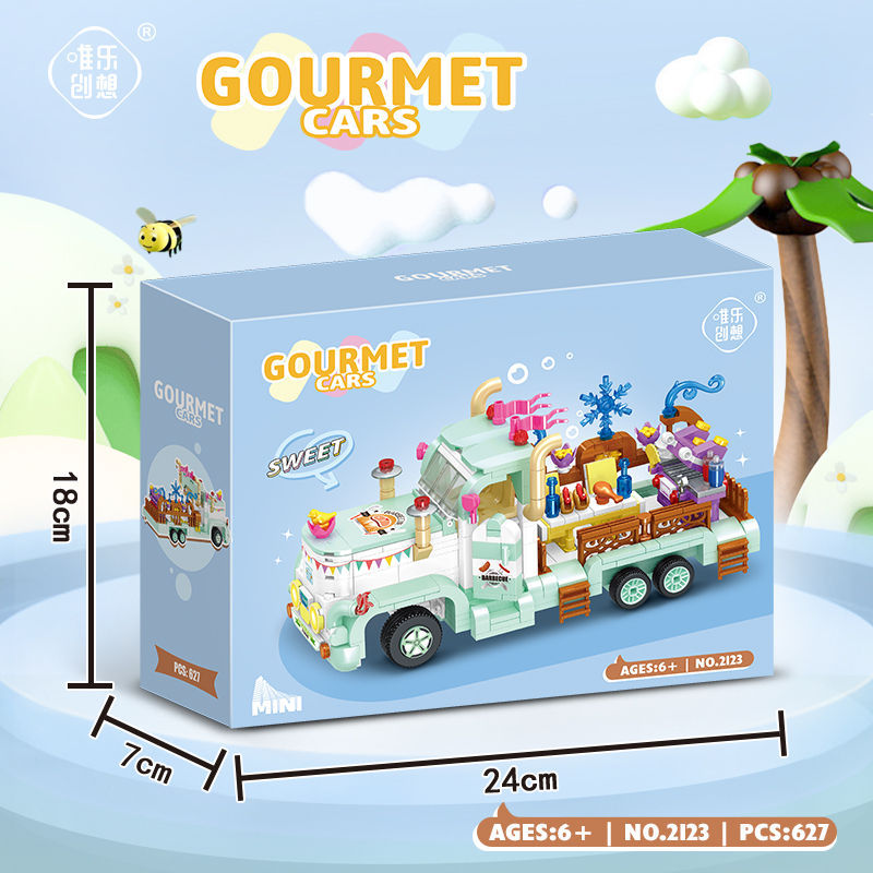 BBQ Beach Party Gourmet Car Kids Toys,Street Food Paradise Stem Boys Toys Sets,Ideal Christmas Birthday Gifts Construction Toys for Girls Boys Aged 6+