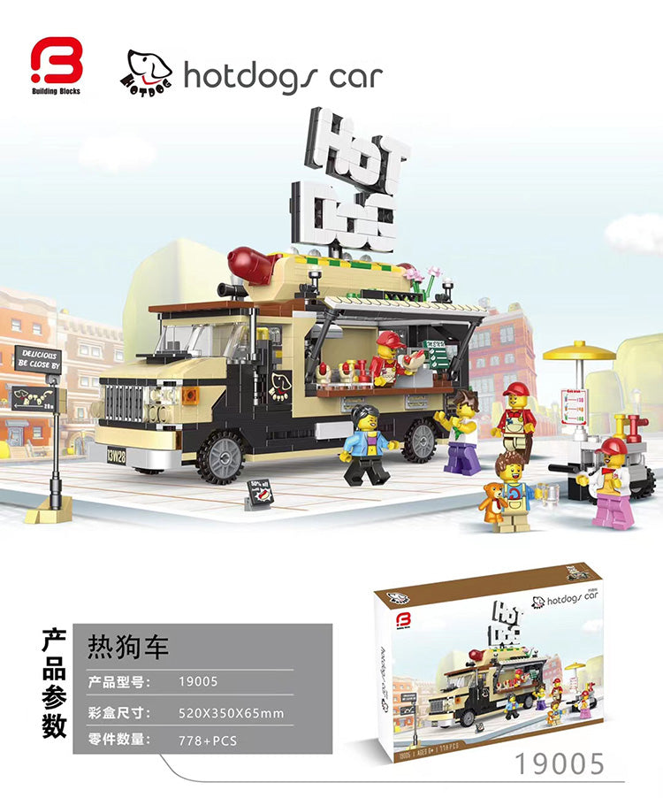 SHOP Building Blocks Architecture Model, 778 Clamping Building Blocks Architecture Building Block Model Hot Dog Vehicles Custom Building Game, Modular Building Construction Toy Compatible with Lego