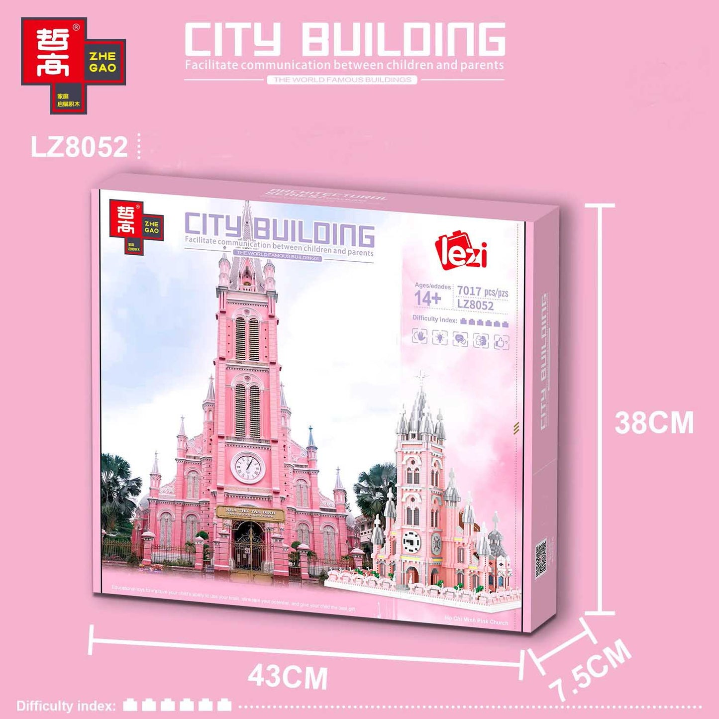Zhe Gao World Famous Architecture Church DIY Diamond Building Cartoon Blocks Pink Brick Kids Toy Gift 7017pcs