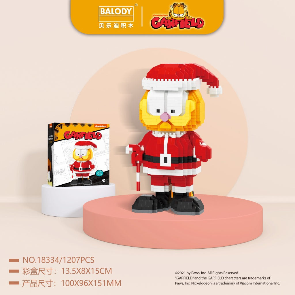 Balody 1207PCS Santa Garfield Cat Micro Building Blocks Cartoon Cat Anime Figures Collection Building Bricks Toy for Kids Gift