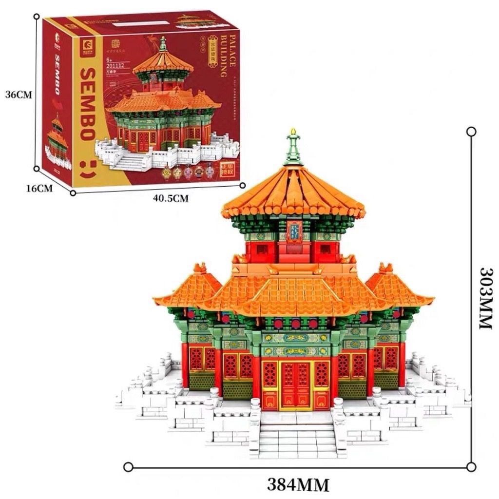 Sembo Mini Blocks China Ancient Architecture Wanshou Pavilion House Tower Model Building Blocks Expert Toys