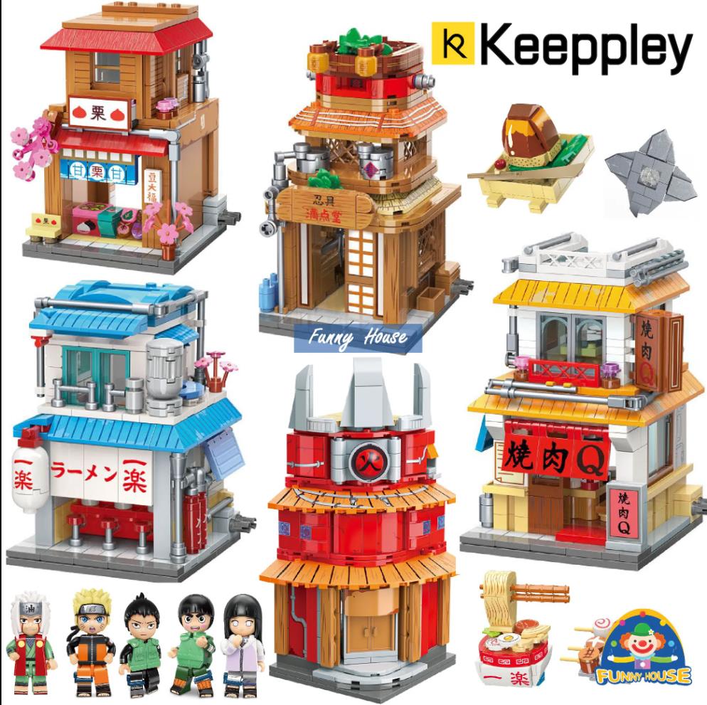 Qmen Keeppley Natuto Nuyeyin Village Yile Lamian Noodles Street View Architectural Decoration Assembly Building Block Model Toy
