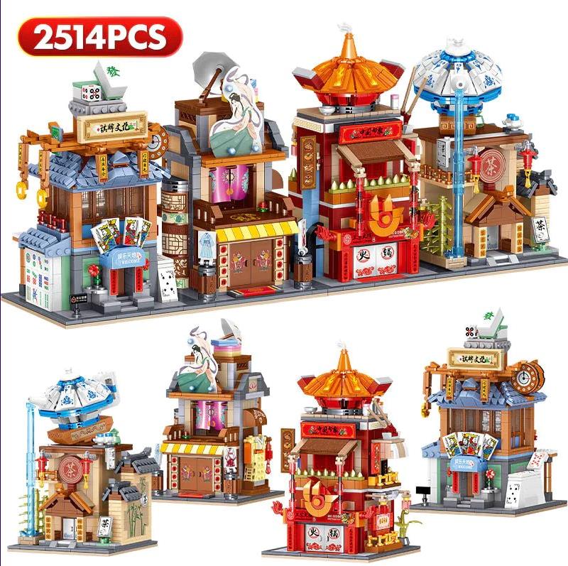 Zhe Gao 635PCS Mini Blocks Kids Boutique Shop Building Toys Girls Boys Puzzle Chinatown Street Store for Kids Gift for 6+ Year Old Kids or Adults