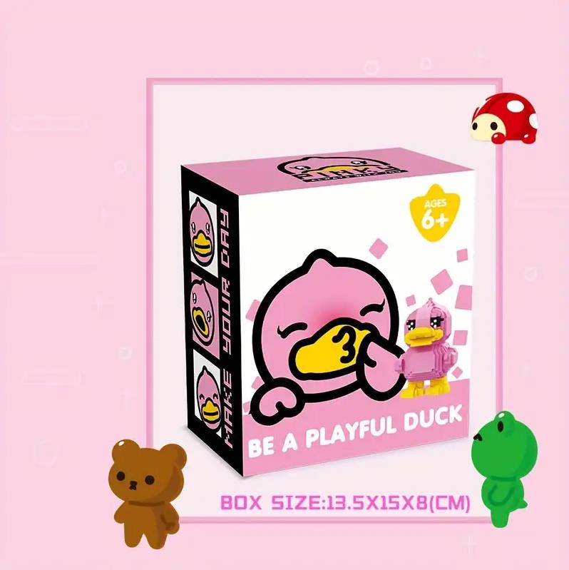Balody 936 PCS Micro-Particle Assembling Building Blocks Pink Duck Model Parent-Child Puzzle Educational Toys Room Decoration Gifts