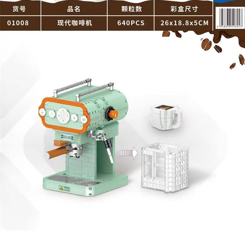 Zhe Gao Coffee Machine Toy Building Set, 640 Pieces Delightful Coffee Maker Display Set, Home Décor Accessory for Adults, Coffee Machine Building Blocks Set