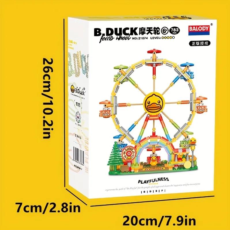Balody Duck Amusement Park Ferris Wheel Pet Animal Food Truck Tree DIY Mini Blocks Bricks Building Toy For Children