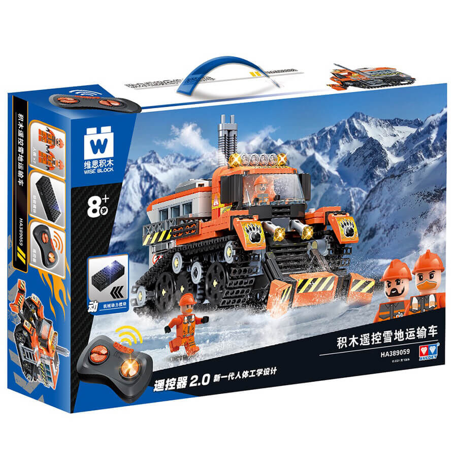 Auldey 442PCS Remote Control Snow Transport Vehicle Building Blocks Assembled RC Car Building Kits for Kids