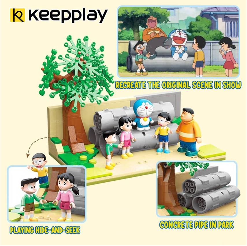 Qmen Keeppley Doraemon PlayGround Scene Educational DIY Model Mini Building Blocks Bricks Sets Gifts for Adults Kids Party Favors