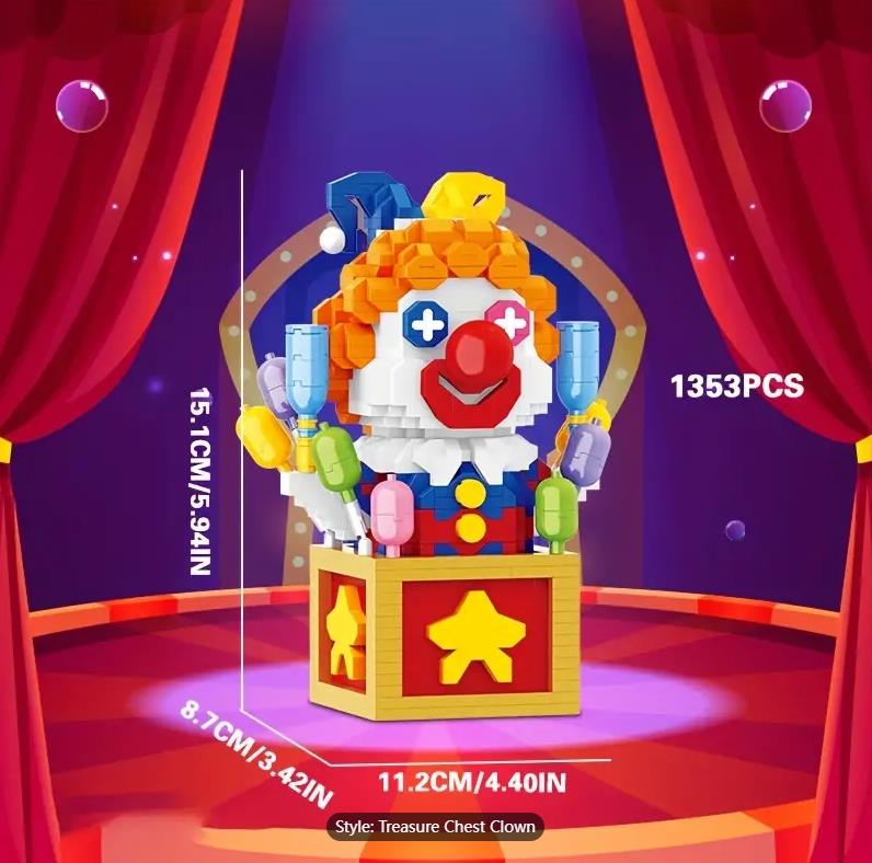 Balody 1353PCS Fun Treasure Chest Clown Shaped Building Block Creative Clown Assemble Model Blocks Bricks Building Toy Kids Gift
