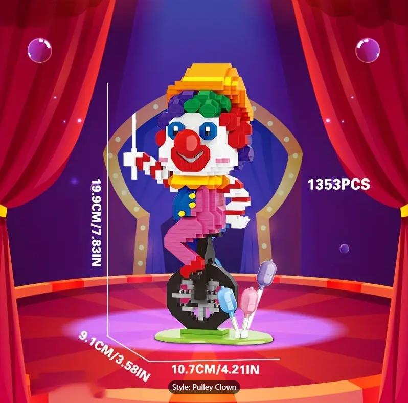 Balody 1183PCS Funny Pulley Clown Shaped Building Block Creative Clown Assemble Model Blocks Bricks Building Toy Kids Gift