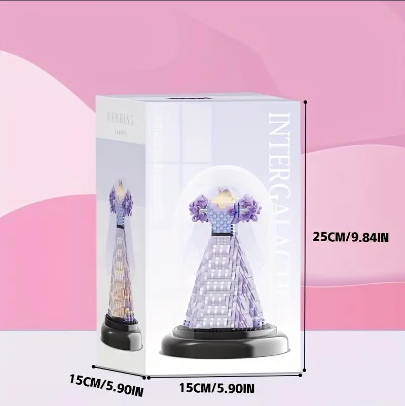 Balody 1311pcs Romantic Wedding Dress Mini Building Block Model, Handmade DIY Assembling Toy, Groom And Bride Doll Building Block Toy With Light Gift, Nano Brick Valentine's Day Gift For Couples