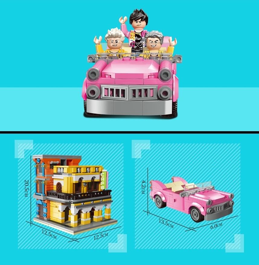 City Building Blocks Old House Building Blocks Kit with Vehicle And 3 Mini Figure - Compatible with Lego
