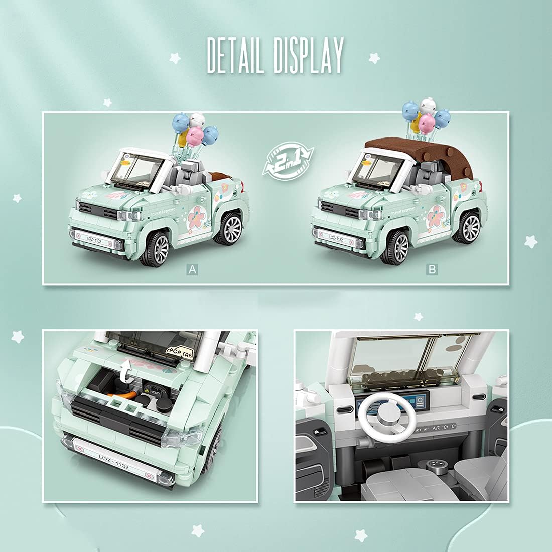 Loz Car Series Saloon Car Mini Bricks Model,  Creative DIY Simulation Mini Particle Vehicle Construction Building Toy (Not Compatible with Standard Bricks)