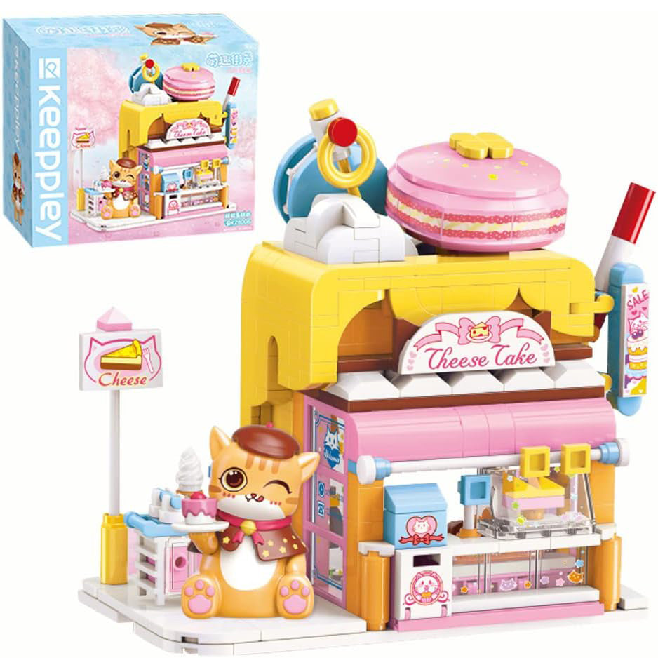 Qmen Keeppley Technik K28006 Red Cat Confectionery Building Blocks Set, 364/pcs MOC Gift Ideas, Building Toy Model, Clamping Building Blocks House is Suitable for Boys and Girls from 6 Years