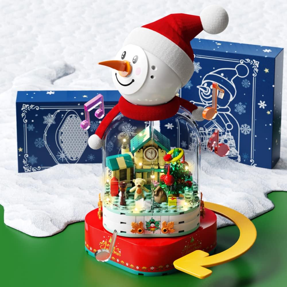 Sembo Technical Christmas Snowman Music Box With Lighting Building Blocks Ideas Xmas snowman Bricks Assembly Diy Toys For Children