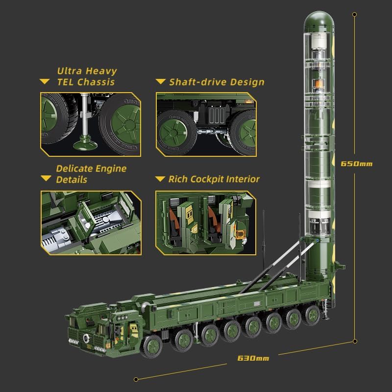 Qmen Military Strategic Nuclear Ballistic Missile Building Block Launcher Howitzers Vehicle Soldier Figure Model Bricks Toy