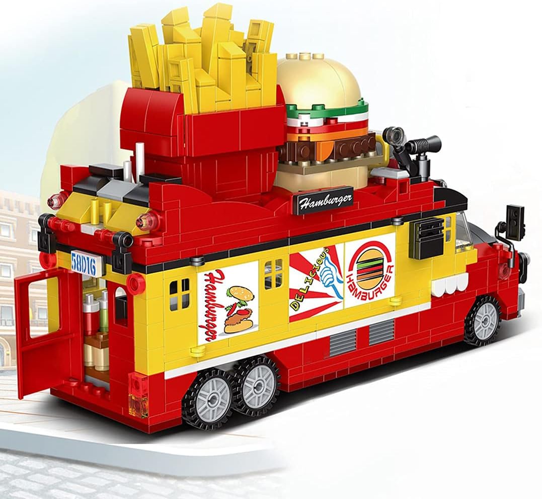 SHOP Building Blocks Architecture Model, 870 Clamping Building Blocks Architecture Building Block Model Hamburg Vehicles Custom Building Game, Modular Building Construction Toy Compatible with Lego