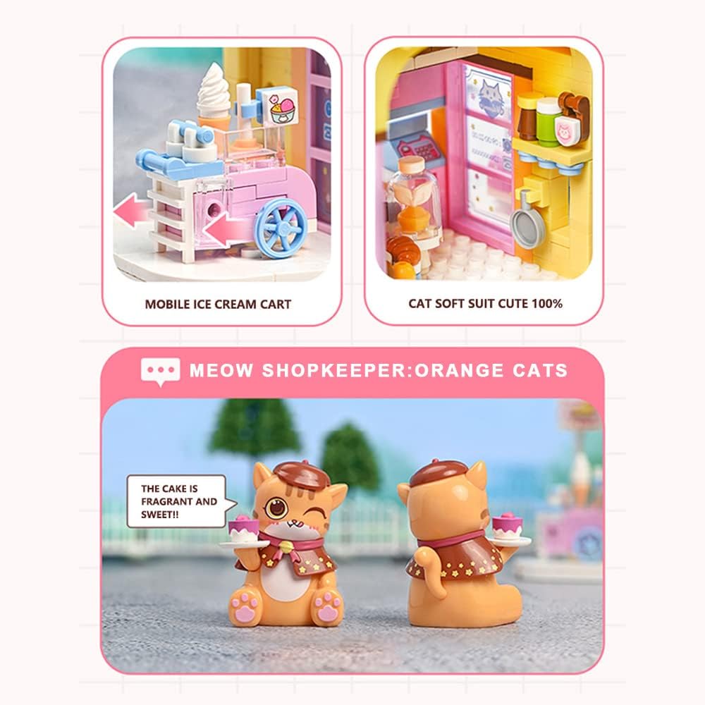 Qmen Keeppley Technik K28006 Red Cat Confectionery Building Blocks Set, 364/pcs MOC Gift Ideas, Building Toy Model, Clamping Building Blocks House is Suitable for Boys and Girls from 6 Years