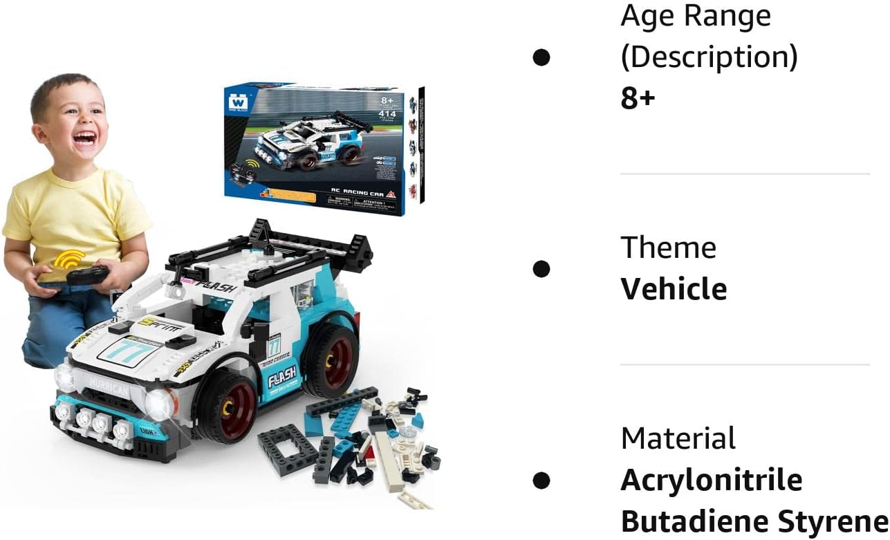 Auldey 380PCS Remote Control Car Building Blocks Assembled RC Car Building Kits for Kids