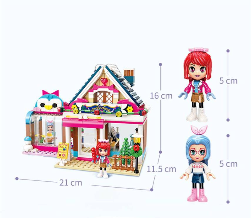 Qman 2025 Cabin Restaurant Cherry Silver Carnival Series Bricks Building Blocks Create Elegance Warmth Environment Nice Gift Toy 388PCS