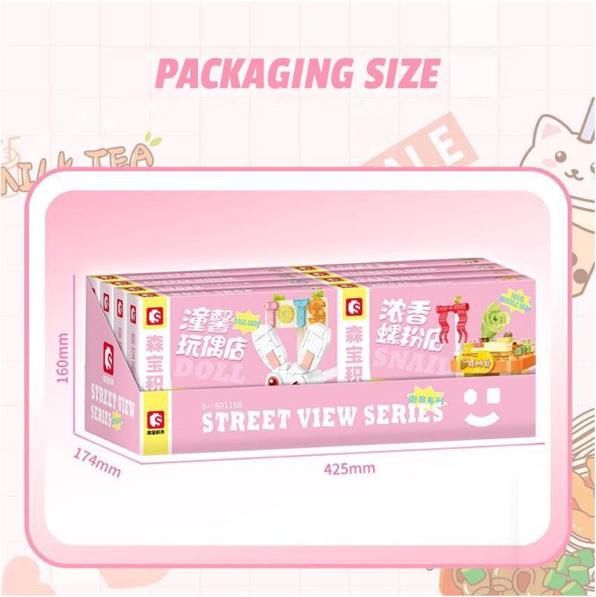 Sembo Mini City Shop Street View Building Blocks Kit, Construction Kit with Beauty Salon & Café Store,Girls Dream Toy Set,Christmas Birthday Party Favors for Kids