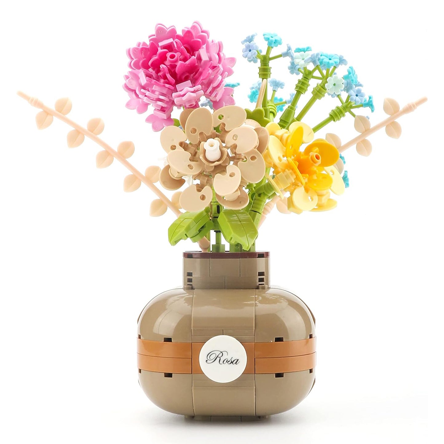 Balody Rosa Flower Building Blocks Set, DIY Aromatherapy Flower Bouquet and Bonsai Trees Mini Bricks 542 Pieces