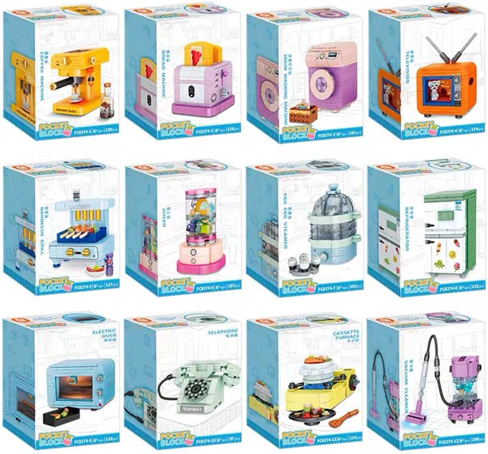 Forange 12 Boxes Girls Building Set Mini Electric Appliances Building Blocks Toy for Kids, STEM Building Blocks Toy, Classroom Prizes, Birthday Gifts for Girls 1349 Pieces