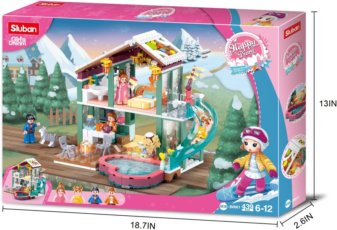 Sluban Building Blocks Toy Winter Travel in Snow-Resort Educational Learning Construction Toys Set