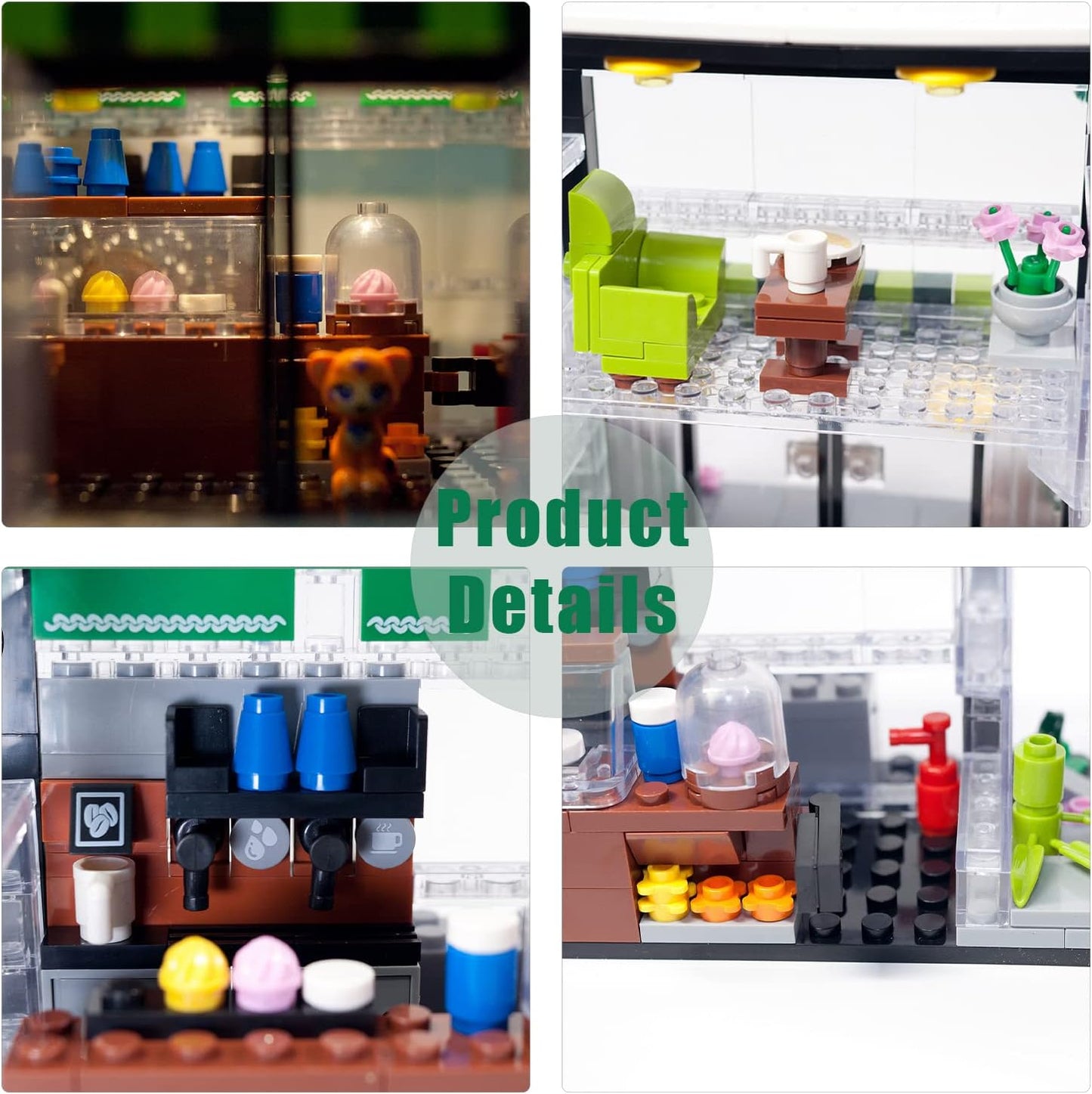 Forange Cafe Houses Shop Building City Kit, Modern Coffee House Building Toys for Adults and Teens Best Gift 589Pcs