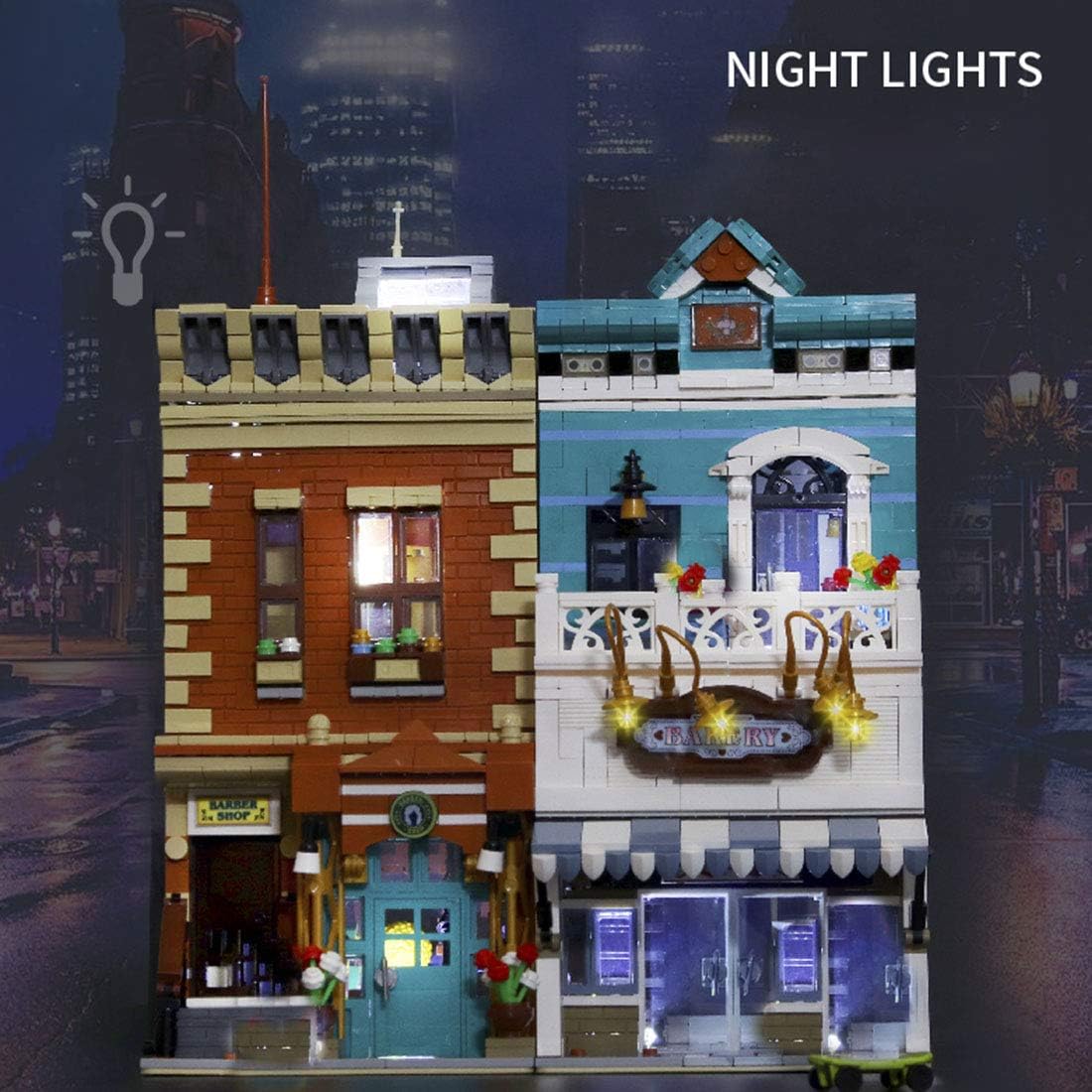 Bakery and Barber Shop Creator Series Architecture House Building Block Toy Sets with Lights (3968PCS)