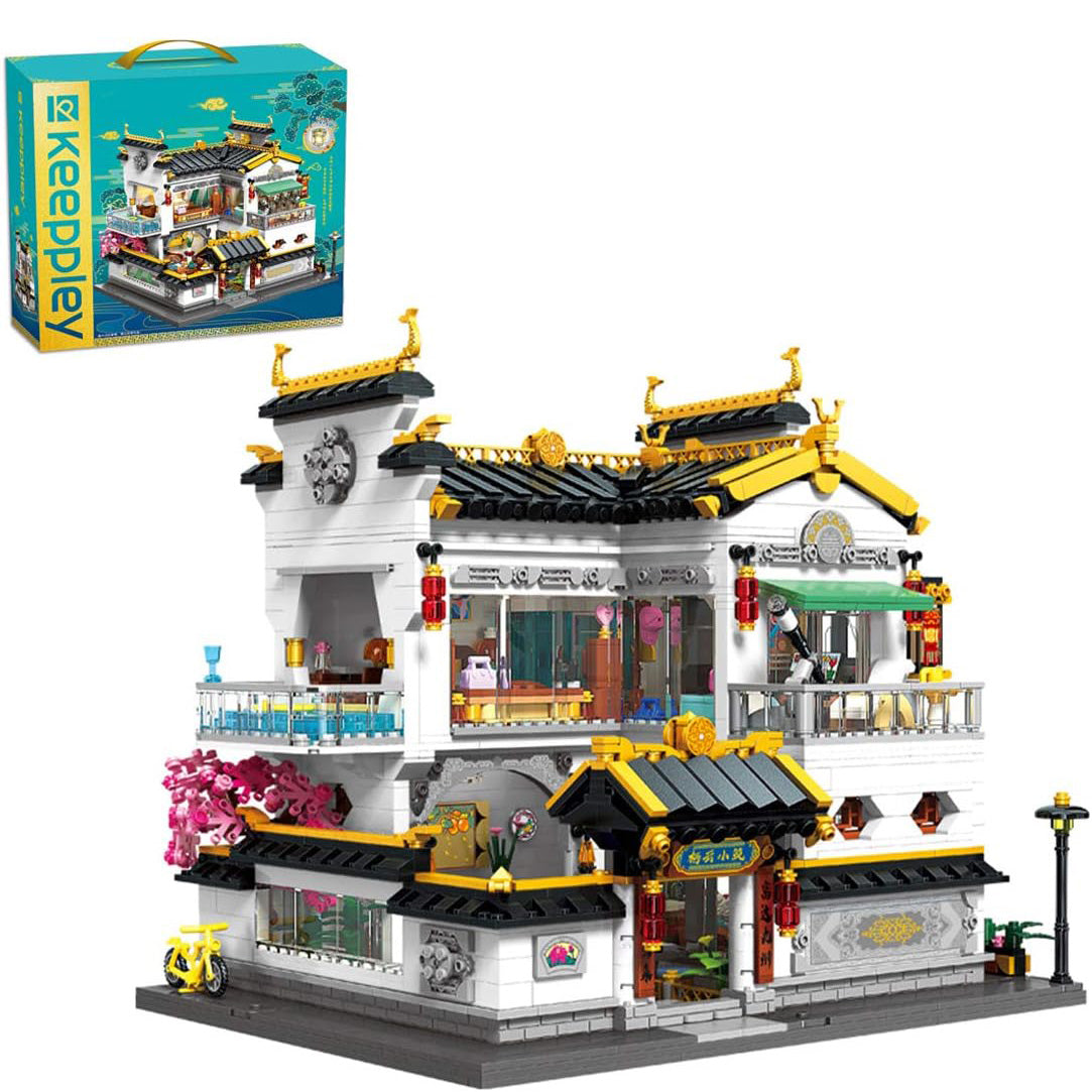 Qmen Keeppley Chinese Style Villa Model Building Blocks with LED Light, Architecture Model Building Set, House Modular Building, 2300 + Parts Clamping Blocks Compatible with Lego
