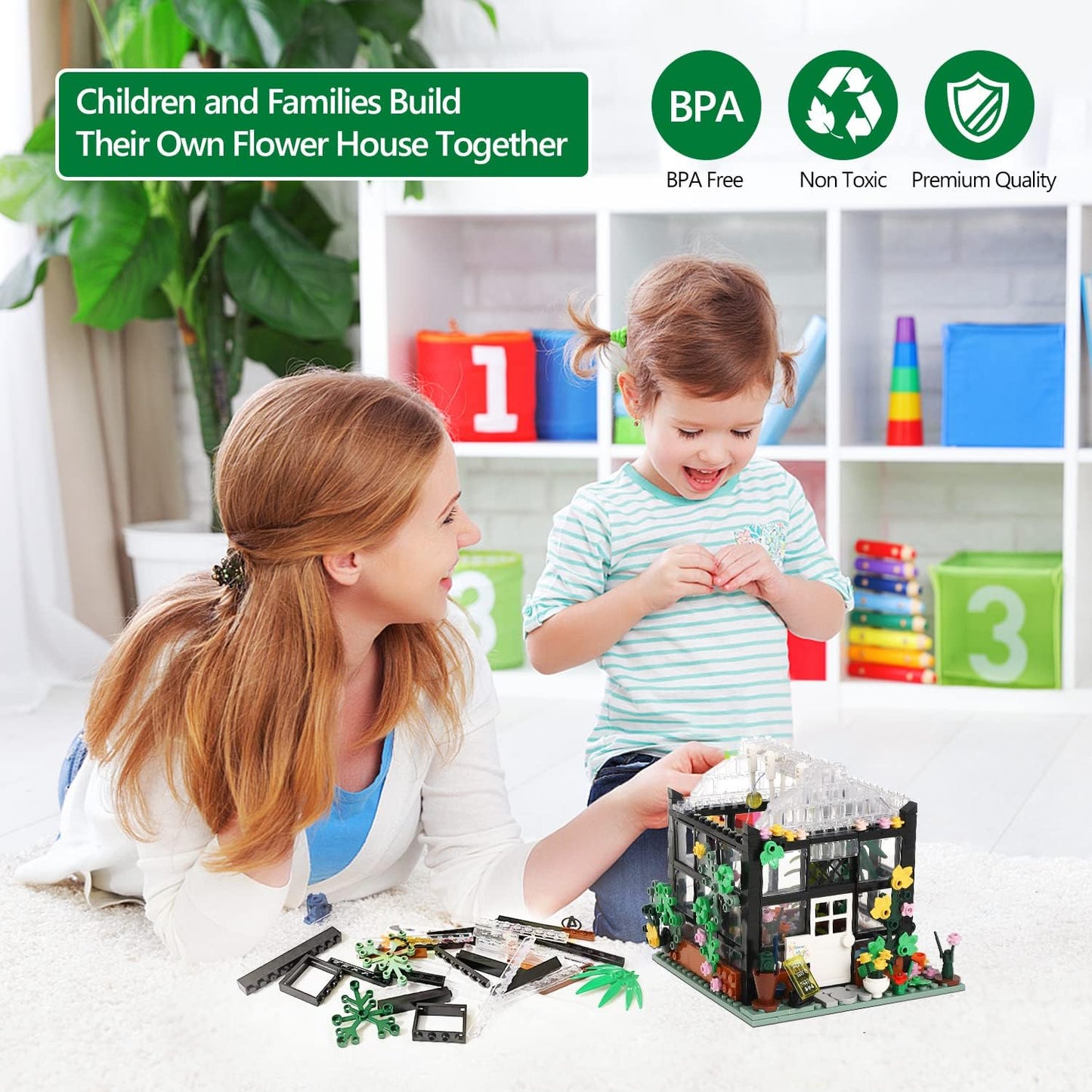 Forange Flower House Building Block Set with LED Light, Compatible with Lego Flower Plant Series Block Set, Good Gift for Friends and Girls(579PCS