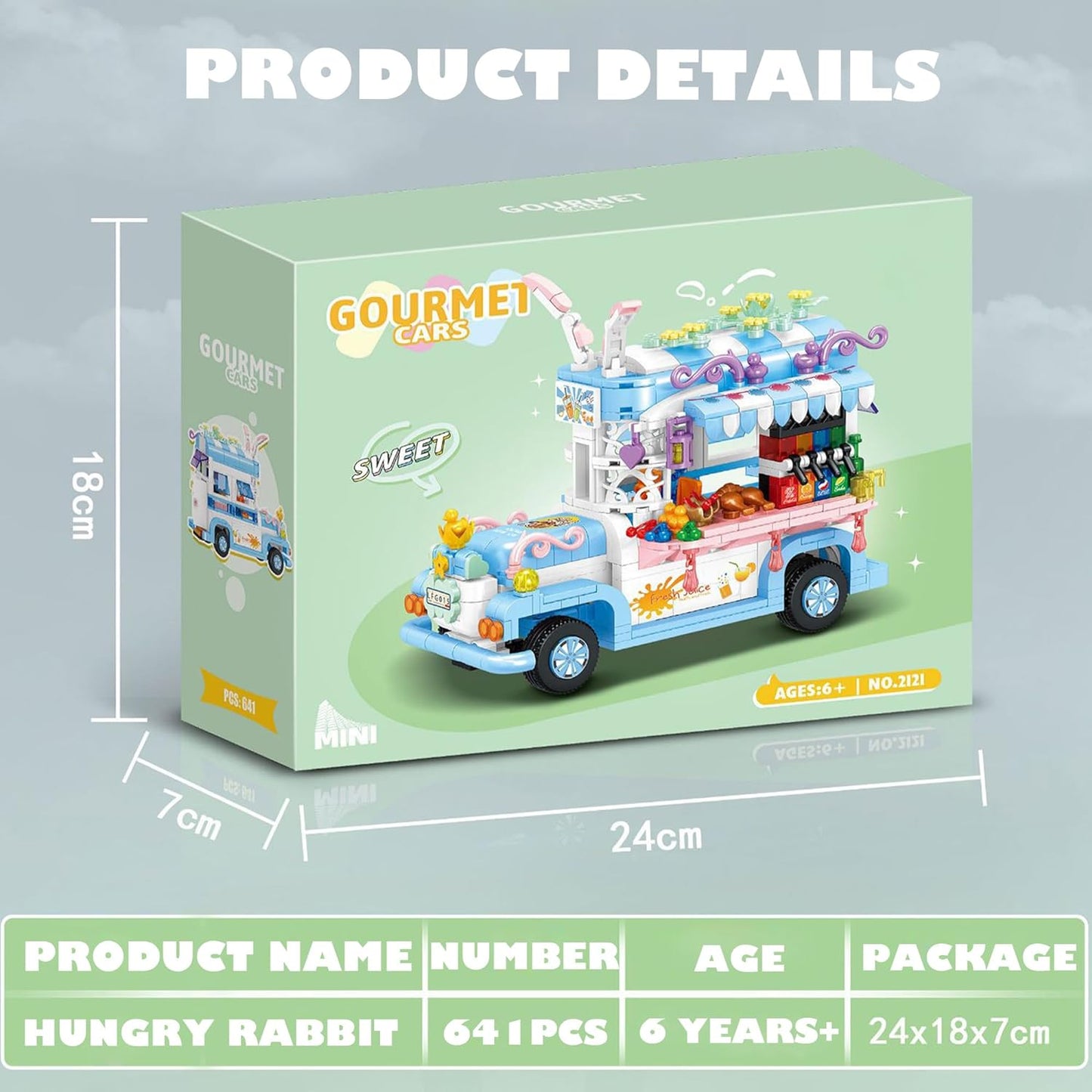 Beach Party Gourmet Car Kids Toys,Street Food Paradise Stem Boys Toys Sets,Ideal Christmas Birthday Gifts Construction Toys for Girls Boys Aged 6+