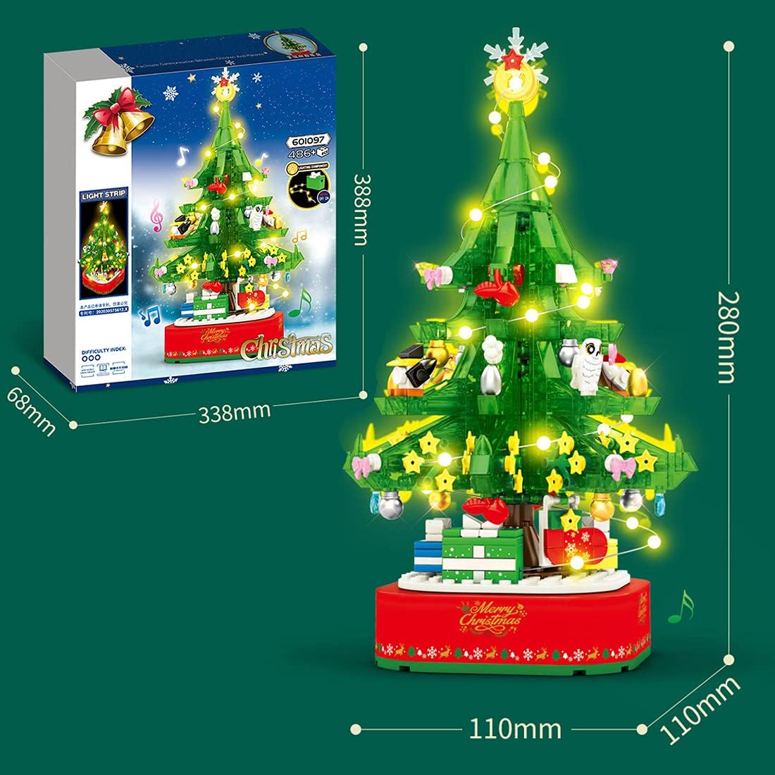 Sembo Technical Christmas Music Box With Lighting Building Blocks Ideas Xmas Tree Bricks Assembly Diy Toys For Children