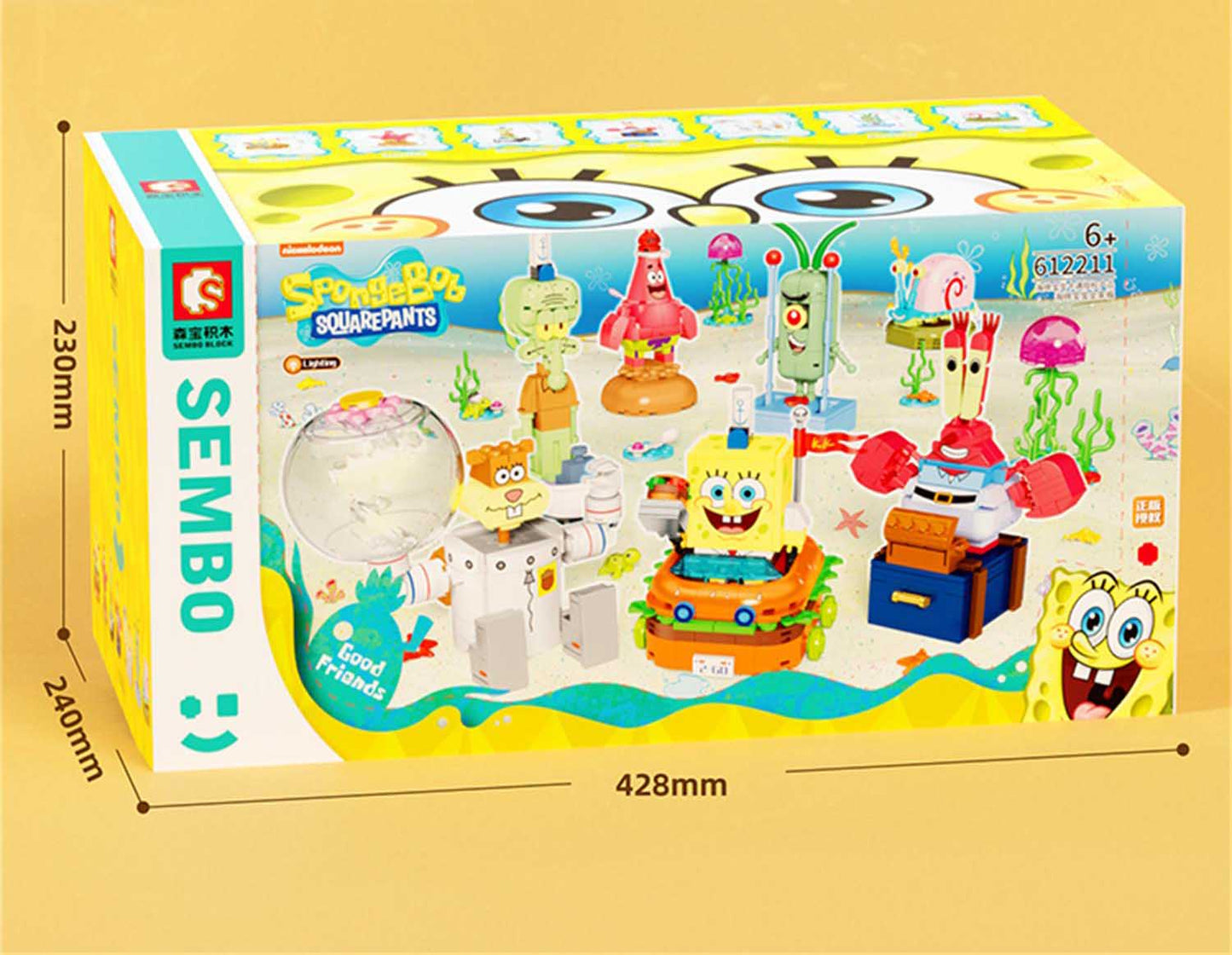 Sembo SpongeBob SquarePants Patrick Star Cartoon Building Blocks Anime Figure Assembled Toys Set