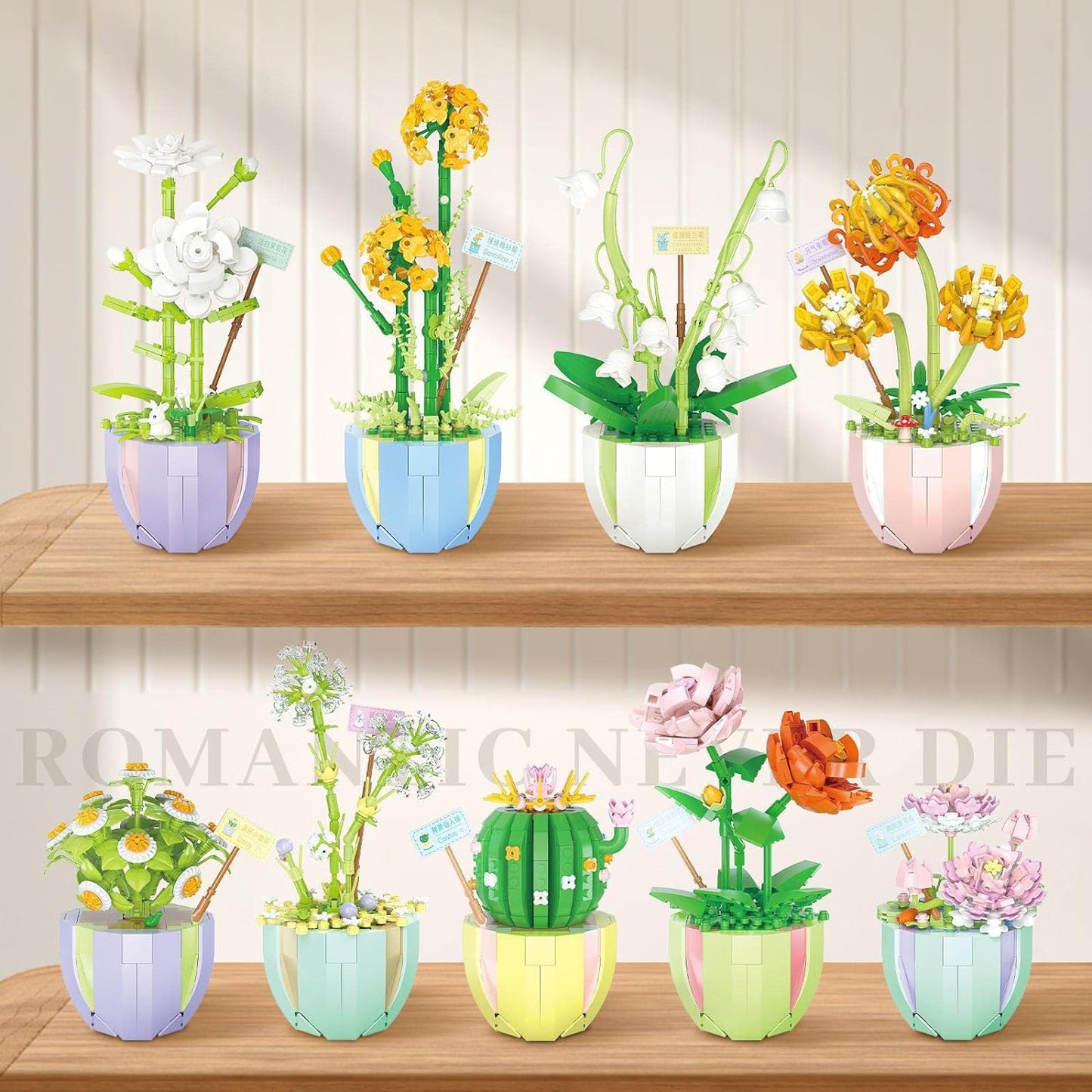 Flowers Bouquet Building Set Toy,Office Decor Sets Artificial Flowers Construction Toys,Creative DIY Botany Immortal Flower Decoration Gift for Kid Adults-444Pcs