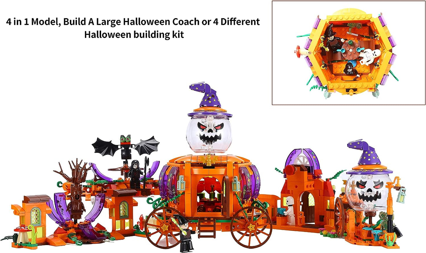 Sembo Halloween Minifigure Pack Pumpkin Carriage New Adults Challenging Collectible Building Kit 673 Pieces