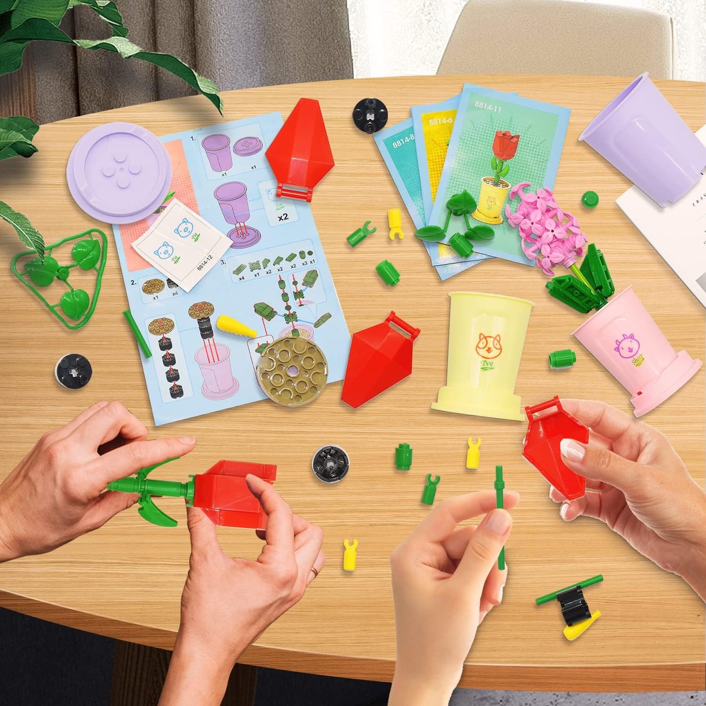 583 Piece Bonsai Botanical Building Set-12 In1 Artificial Plant Decor Building Set,Succulents Display Home or Office Flower Building Toy