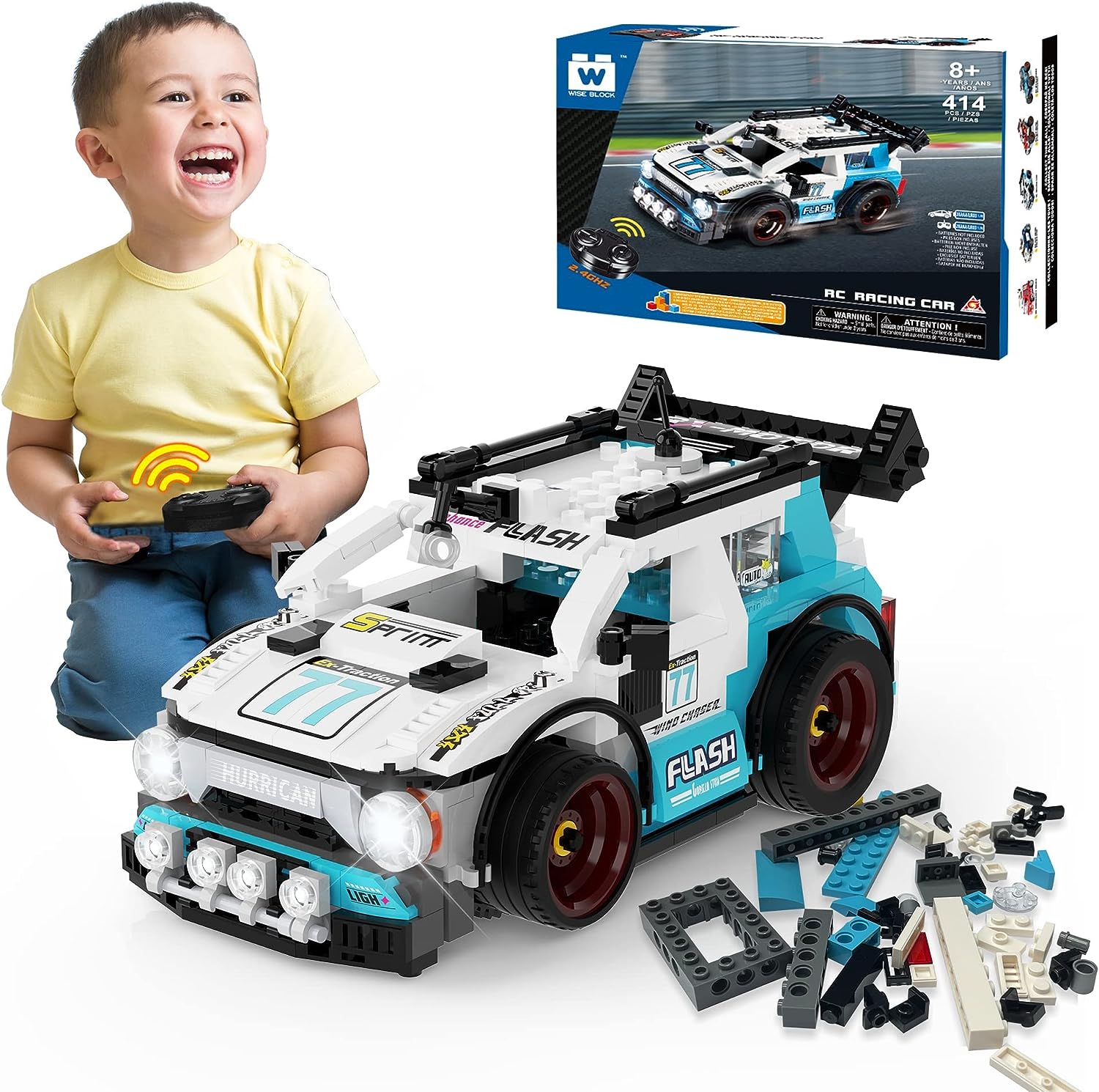 Auldey 380PCS Remote Control Car Building Blocks Assembled RC Car Building Kits for Kids