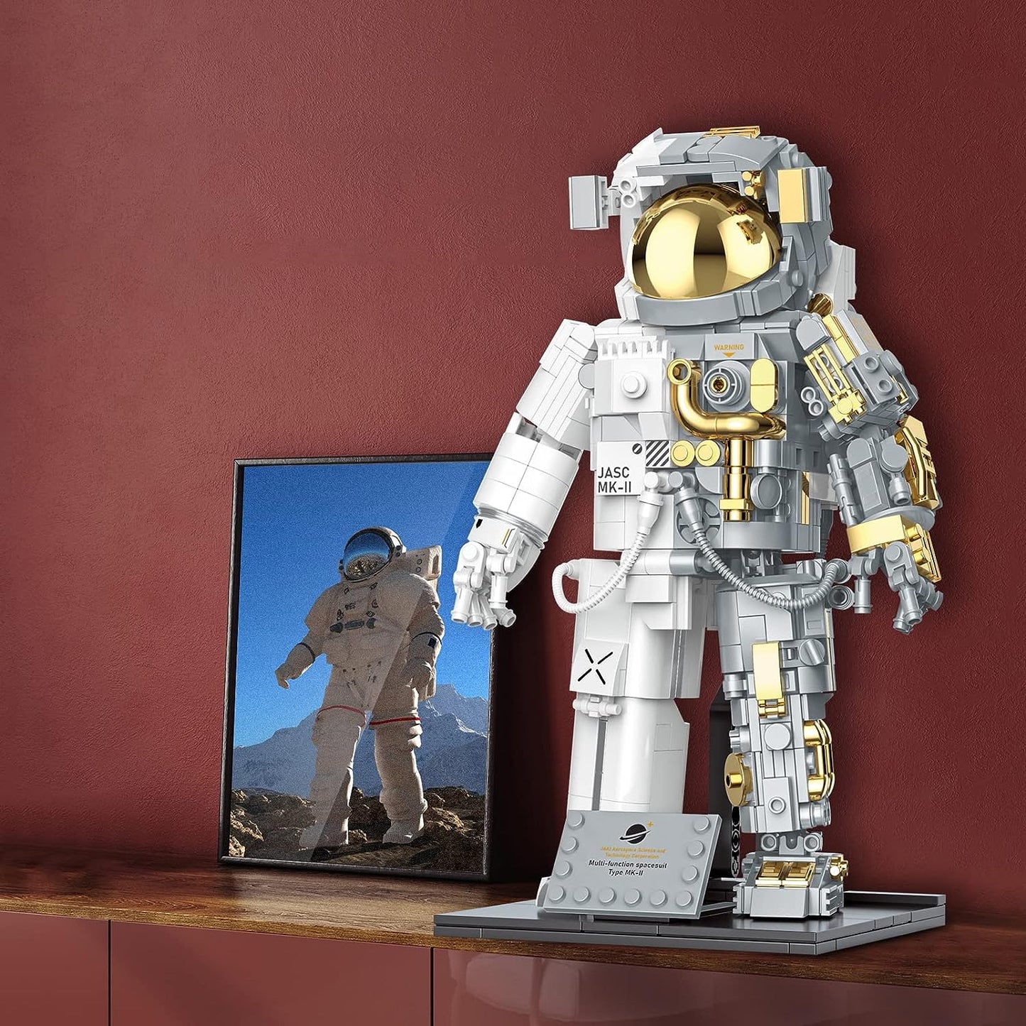 Jaki Space Astronaut Building Sets for Adults 70109, Space Toys Gifts for Kids 8-14 Boys Girls, Flexible Astronaut Building Blocks Model with Display Stand