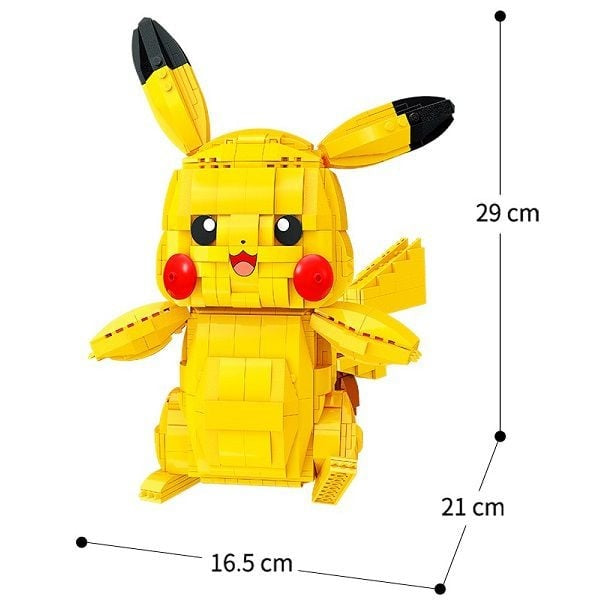 Qmen Keeppley Pokémon Action Figure Building Toy Set for Kids, Jumbo Pikachu with 911 Pieces, 11 Inches Tall, Age 8+ Years Old Gift Idea