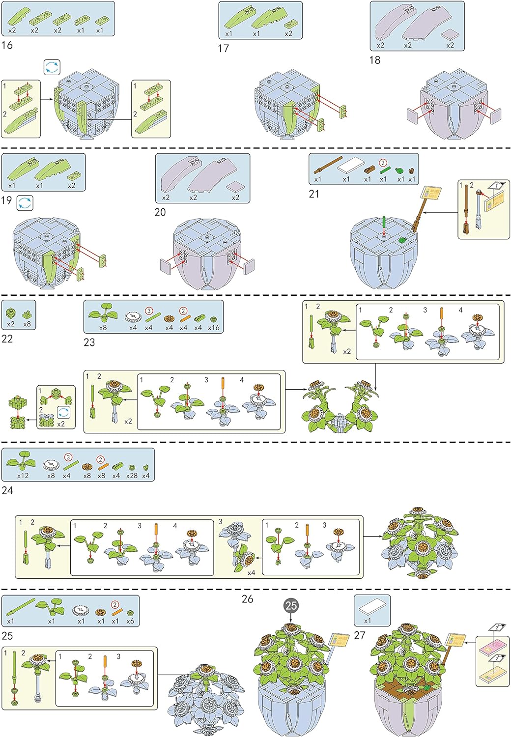 Easter Flowers Bouquet Building Set,Office Decor Sets Artificial Flowers Construction Toys,Creative DIY Botany Immortal Flower Decoration Gift for Kids Adults-284Pcs