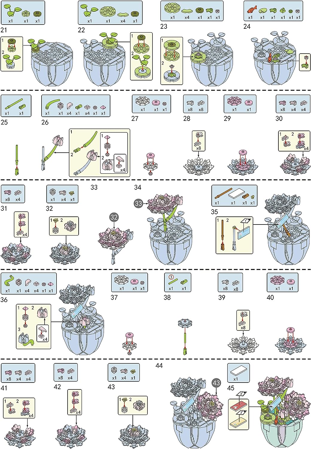 Lotus Flower Building Set, Mini Cute Botanical Collection Flower Bonsai Plant, Creative Gift for Kids 6+ and Adults, Room Or Home Decor (312Pieces)