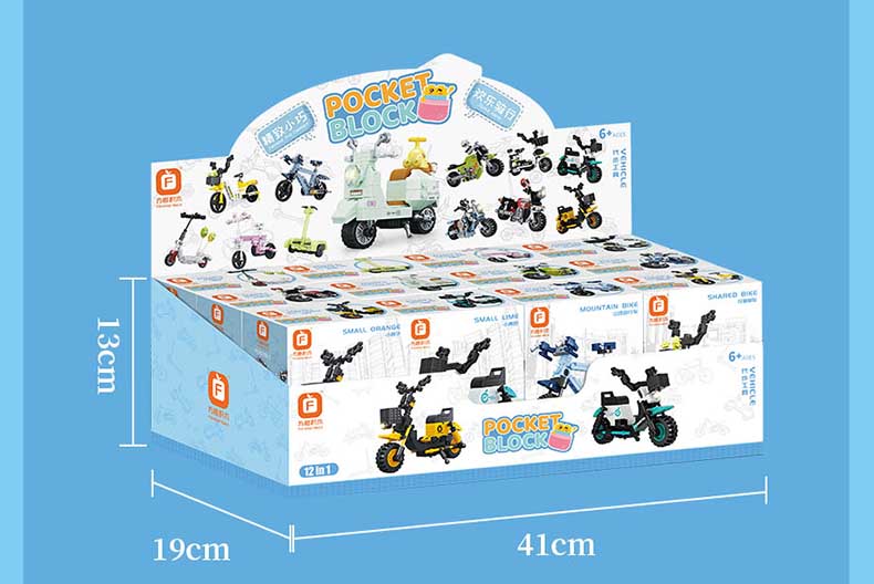 Forange 12PCS Mini Buildable Vehicles Building Blocks Toy for Kids Age 6+, STEM Building Blocks Motorcycle Building Bricks Toy Set